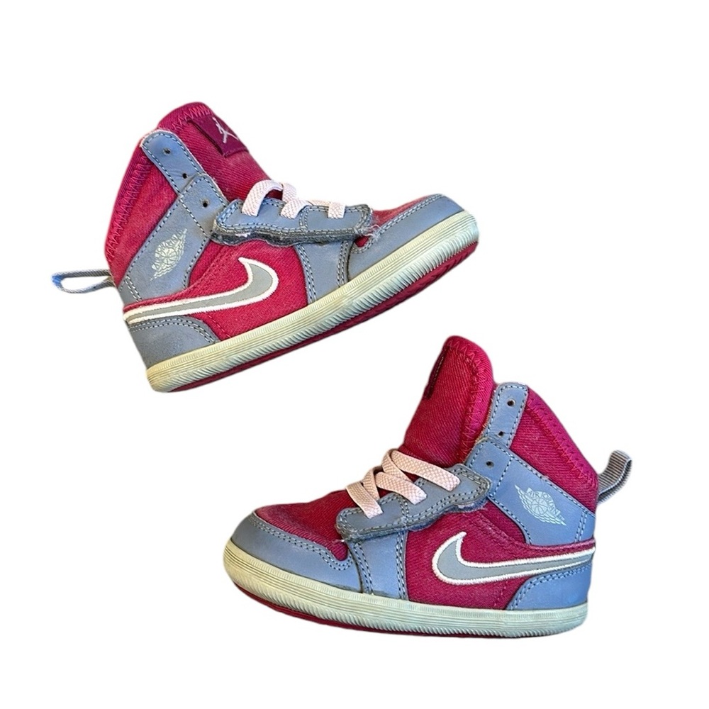 Nike Kids Sneakers Pink and Blue Air Force ones